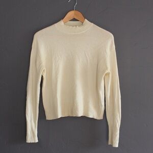 White cashmere crop mock neck